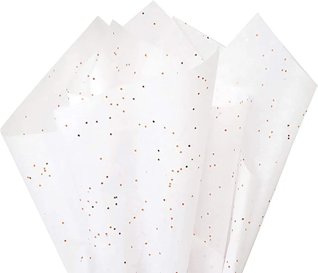 100 Tissue Paper Sheet Giftwrap Package Mail Gemstone Glitter White Gold Premium