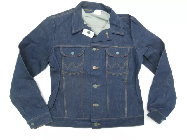 Vintage Wrangler Denim Jacket Size Medium Indigo Blue Deadstock Trucker 70s