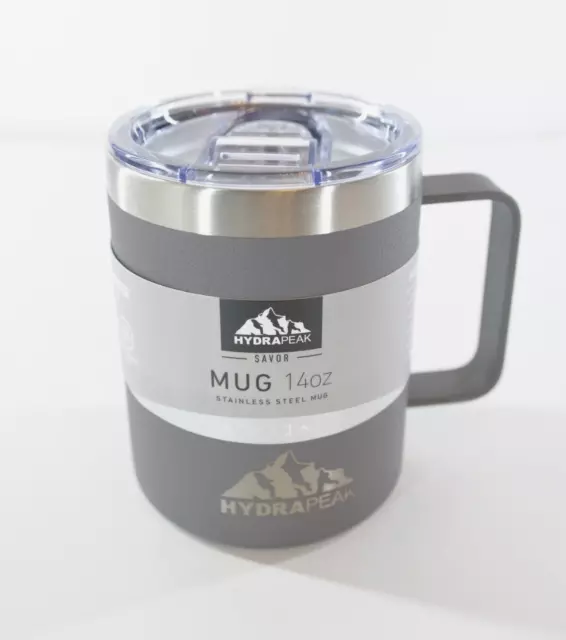 HYDRAPEAK Insulated Travel Mug, Color "Gray" 14oz. Stainless Steel Brand New