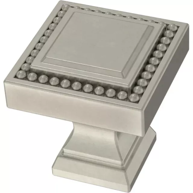 Brainerd Elegant Beaded 1-in Satin Nickel Square Traditional Cabinet Knob