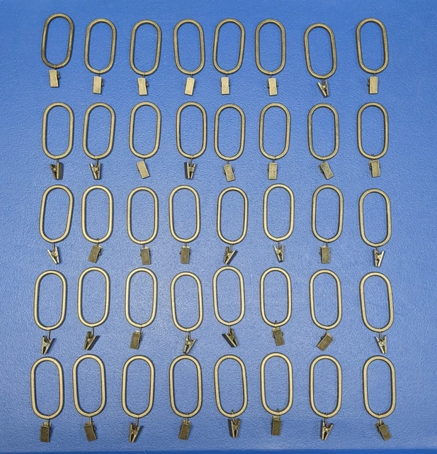 Lot 40 metal curtain rod oval rings with swivel spring clasps for hanging drapes