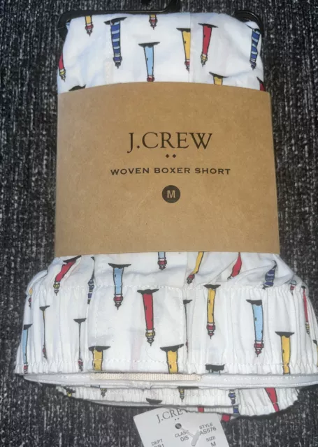 J CREW Boxer Underwear Size Medium White Blue Red Lighthouse Jcrew NWT