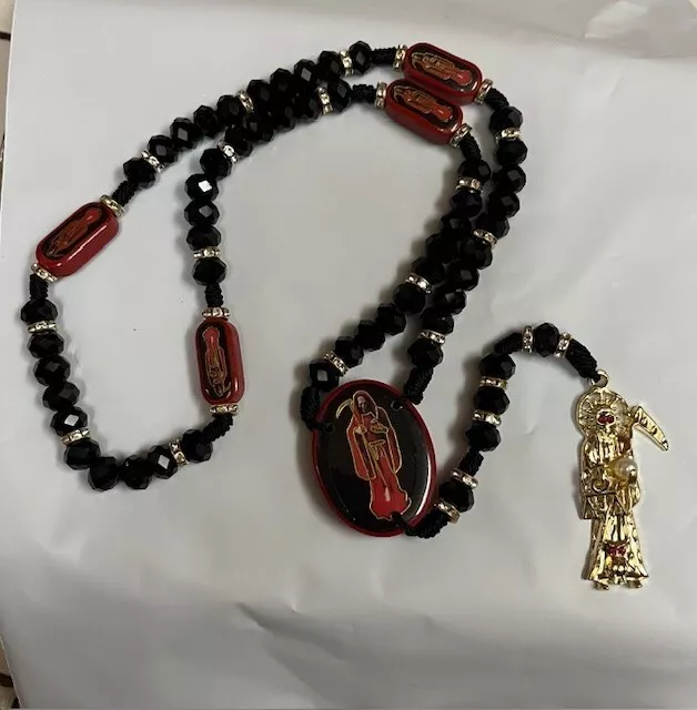 Holy Death's Necklace, Rosary Style Collar de la Santa Muerte estilo Rosario