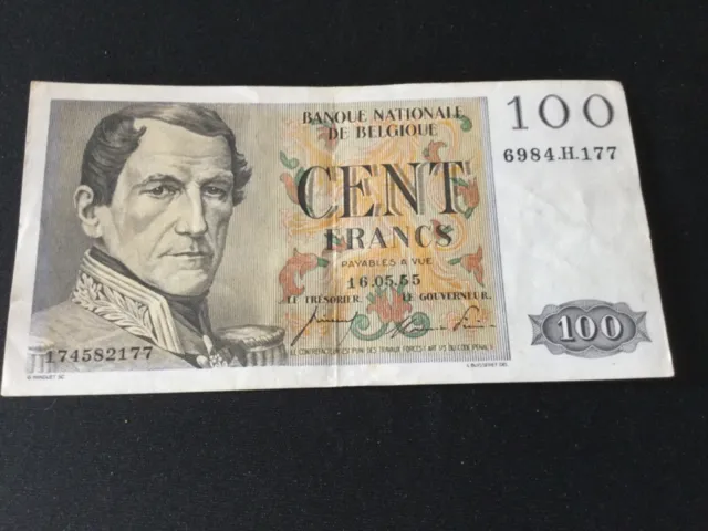 100 Belgium Francs banknote 16/5/55