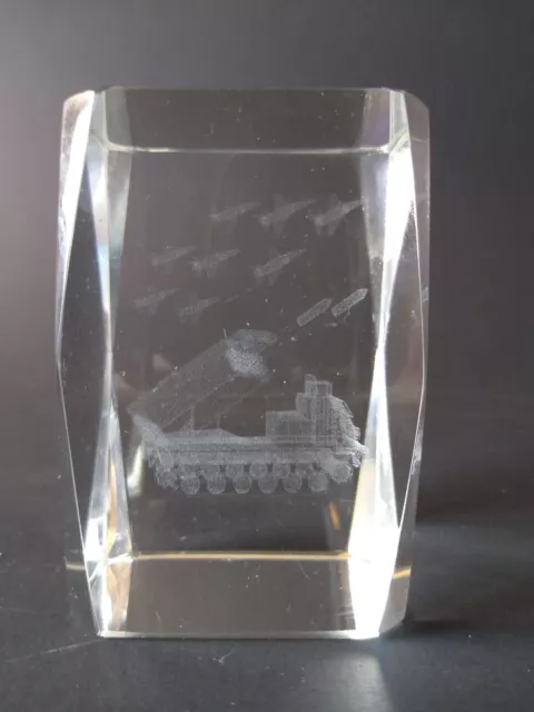 Crystal Paperweight Laser Etched USA Military