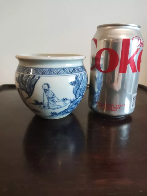 Rare Chinese Blue And White Mini Jardiniere