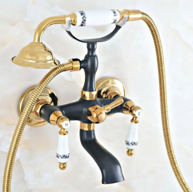 Black Gold Brass Bathroom Claw foot Tub Faucet / Filler With Hand Shower Gna418