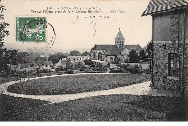 95 .n°  108030  . saint prix . vue sur l eglise prise de la maison blanche .