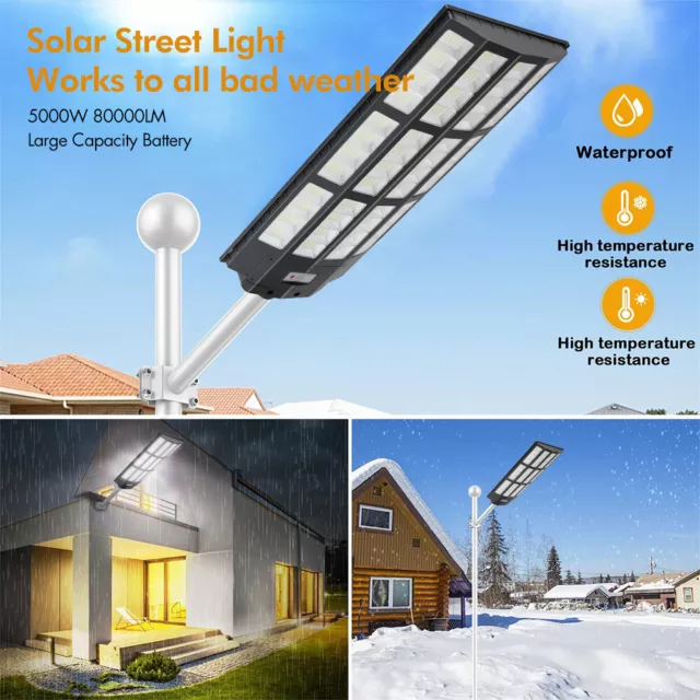 LED Commercial Solar Street Light Motion Sensor Dusk-to-Dawn Outdoor Wall Lamp 3