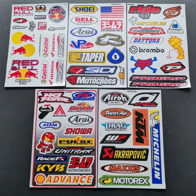 Bmx Moto-X Motor Sport Rally Racing Stickers:- 5 Five Sheets Lot A