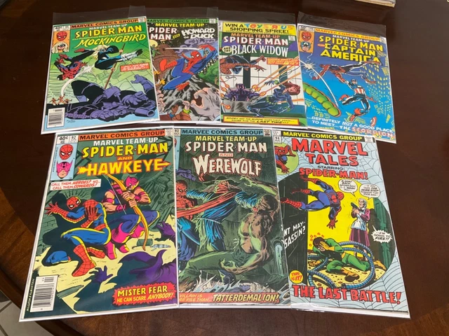 Mixed Lot Of 7 Marvel Team-Up Spider-Man Comic Books Bronze Age
