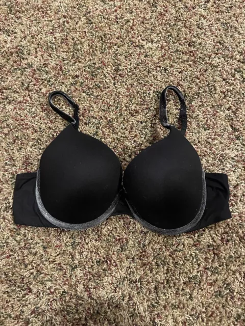 Victoria Secret Perfect Shape Full Coverage Bra 38C Black Silver Accents