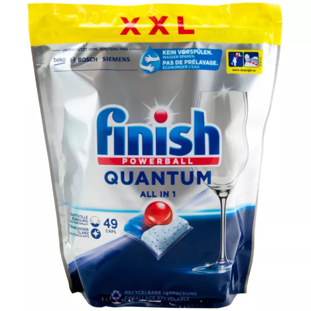 Finish Quantum Onglets Caps 1 x 49 Pièce Tous En 1 Tablettes Lave-Vaisselle