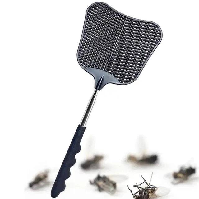 Mosquito and Fly Killing Plastic Fly Swatter Retractable Stainless Steel X8M8