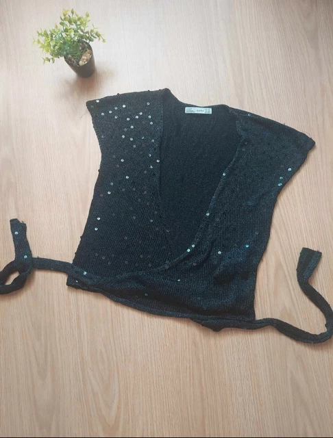 T-shirt Zara Noir Bi-matière Type K-Way Avec Poche Kangourou - Taille M - Neuf