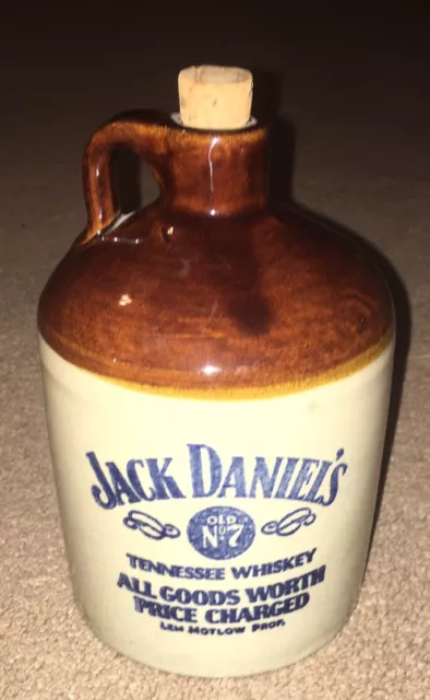 Jack Daniel's Old # 7 Tennessee Whiskey Lem Motlow Stoneware Pottery 6 1/2”  Jug