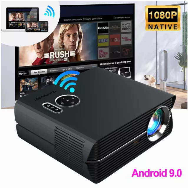 Smart Android Projector HD 1080P Wifi BT Movie Video Mini Home Cinema HDMI USB