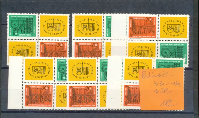 DDR verschiedene Viererblöcke Leipziger Frühjahrsmesse 1964 1012-1013 postfrisch