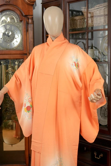 Dear Vanilla Japanese Silk Kimono Women's Robe Gown Authentic Japan Vintage Mint 2