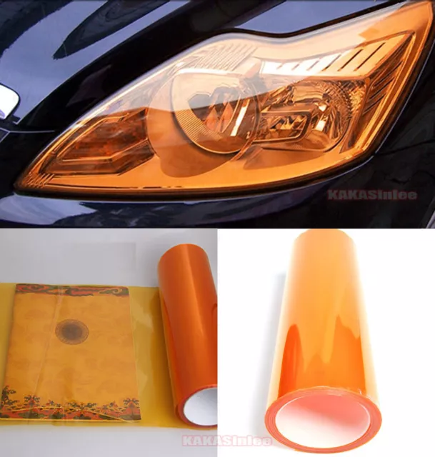 Orange - Car SUV Headlight Taillight Vinyl Wrap Glossy Tint Flexible Sticker AX