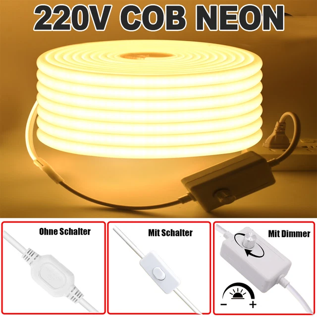 LED Neon Streifen Mit Netzteil – 230V, Warmweiß, IP67, Inkl. Klammern Für Sauna & Wohnbereich