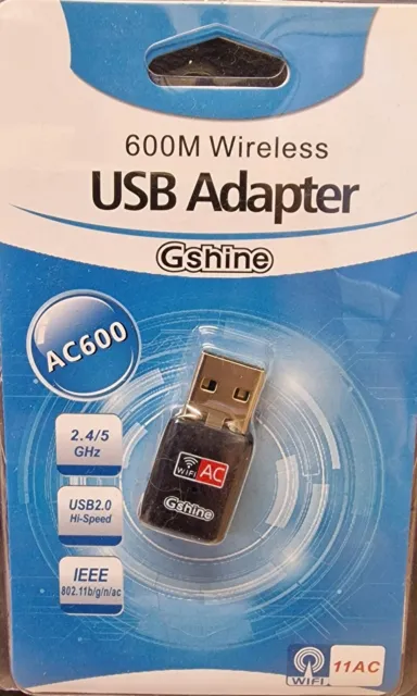 Dual Band Wifi Dongle 2.4Ghz 5Ghz Wireless Usb Adapter 600Mbps Pc Laptop New Uk