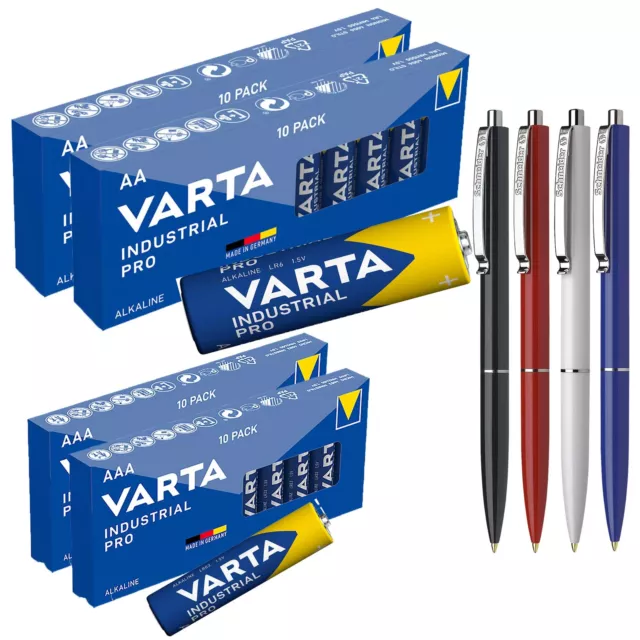 40 x Varta Batterien 20x AA LR6 Mignon+20x LR3 AAA Micro + 4 Kugelschreiber