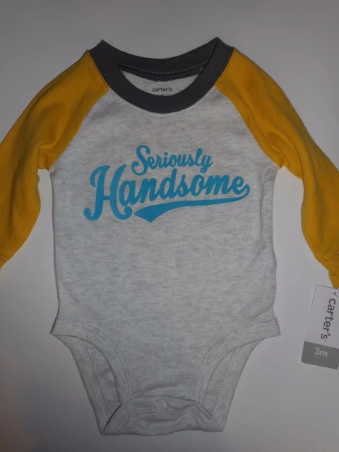 Carters Baby Infant Boys 3 Months SERIOUSLY HANDSOME Long Sleeve Bodysuit New