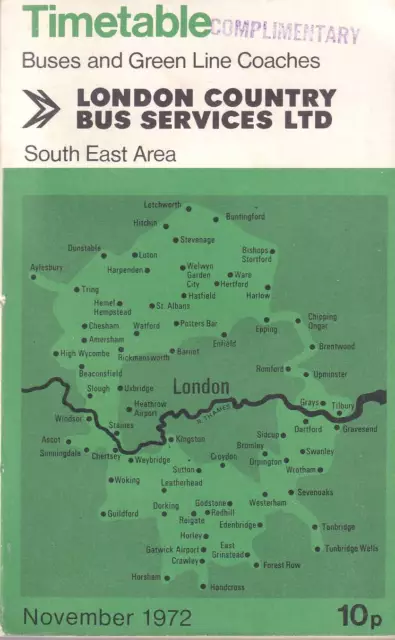 BUSES & GREEN LINE COACHES TIMETABLES - South East Area, November 1972