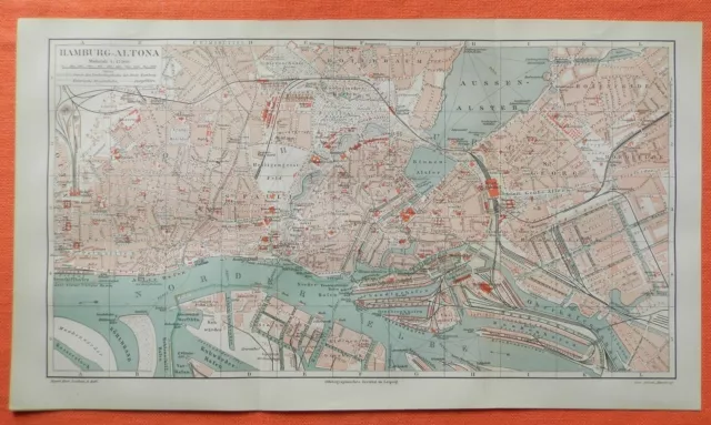 HAMBURG - ALTONA ST.Pauli Landungsbrücken Stadtplan 1906 mit Straßenverzeichnis