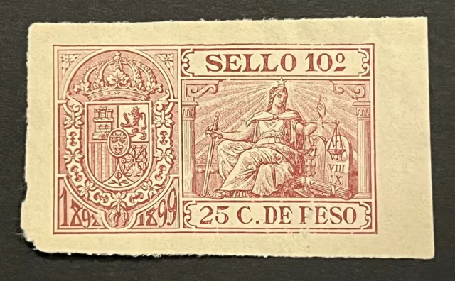 Travelstamps: 1899 Philippines Imperforate Stamps  25 C. de Peso Mint NGAI 2
