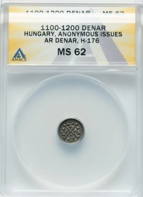 Hungary - Anonymous Issue - Denar - (1100-1200) - ANACS MS62 - CHOICE UNC!