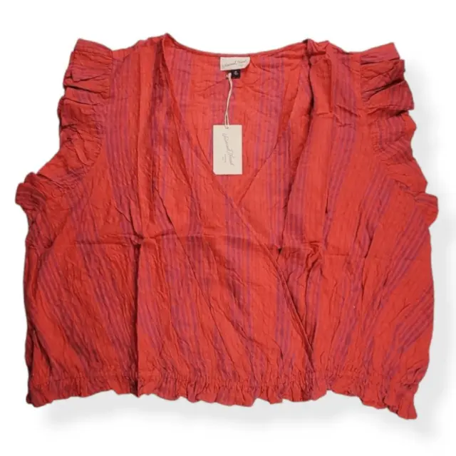 Universal Thread  Red Striped Faux Wrap Blouse 4X