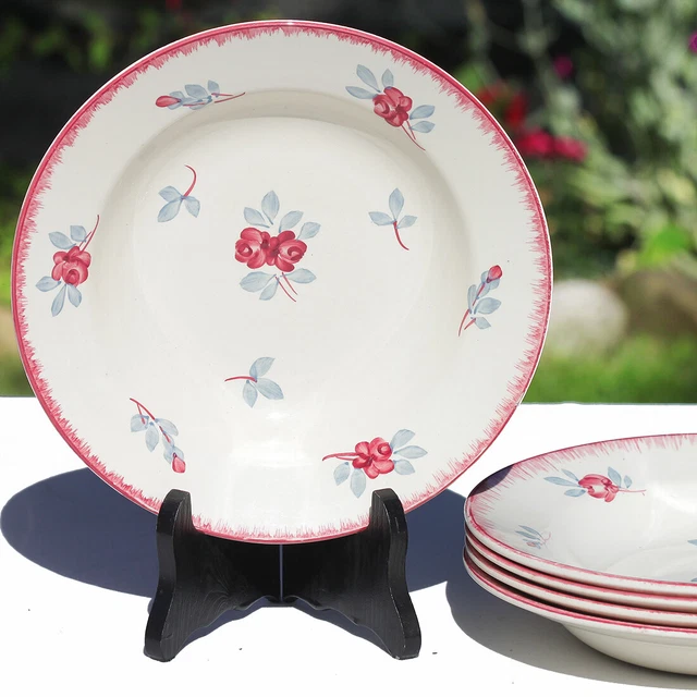 Lot 5 assiettes creuses en faïence Sarreguemines collection Danube ø 22 cm