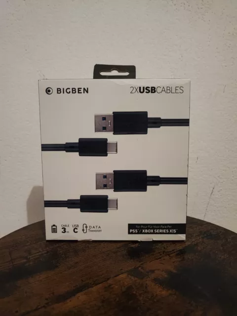 Câble de recharge 2x cables de charge PS5/Xbox Series 3m Câble USB -USB-C