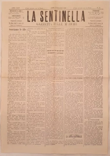 La Sentinella Gazzetta Marche 29 Maggio 1900 Castelfidardo Filottrano Macerata