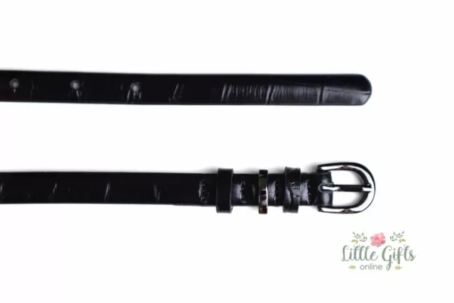 Womens BELT | Black Womens Ladies Genuine LEATHER | skinny belt | NEW, M-L 107cm 3