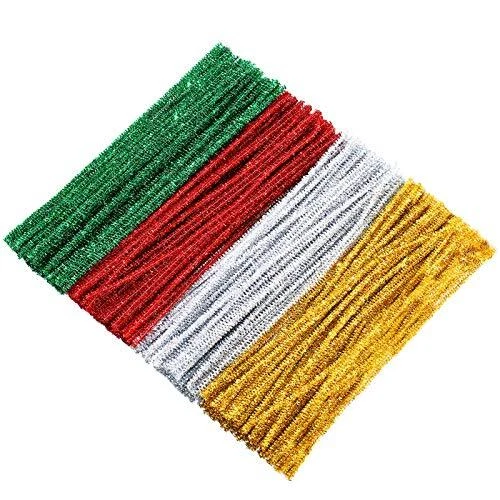 400 piezas limpiadores de tuberías de Navidad limpiadores de tuberías artesanales tallos de oruga brillantes