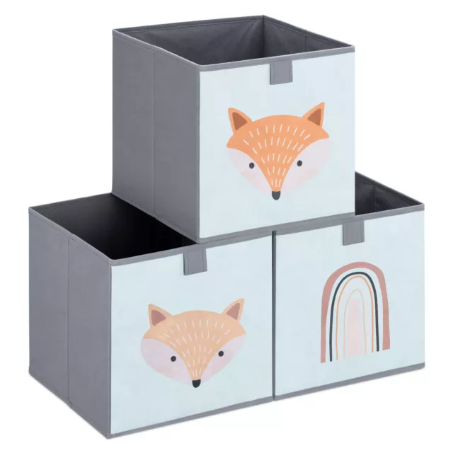 3x Caja plegable de almacenamiento de juguetes set de cubos de 28 x 28 x 28 CM