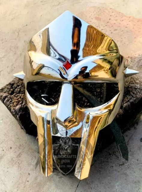 Medieval MF Doom Gladiator Mask Mad-villain Golden Finish Brass Face Armour gift