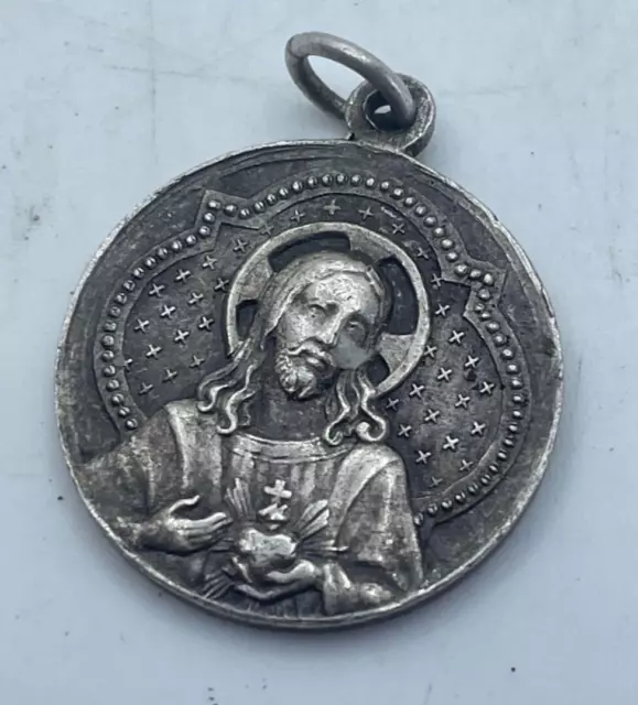 Ancienne Médaille Religieuse Coeur Sacré De Jesus Notre Dame De Lourdes Ppn