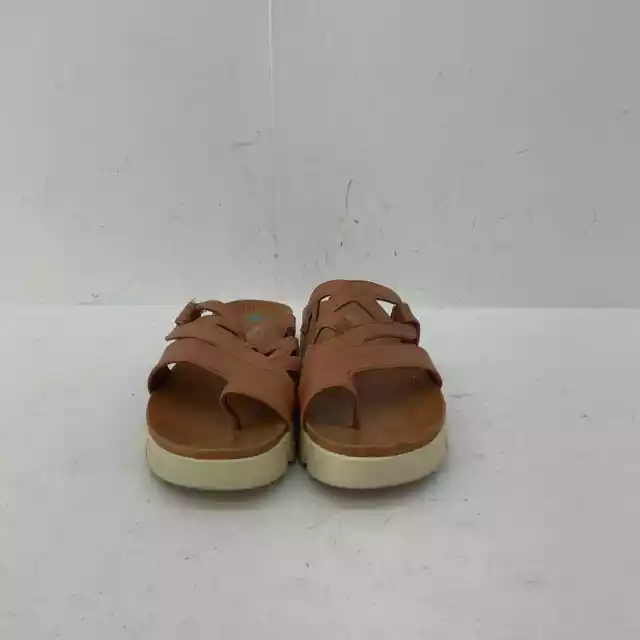 Bare Traps Brown Leather Slide Sandals - Women's Size 9 2