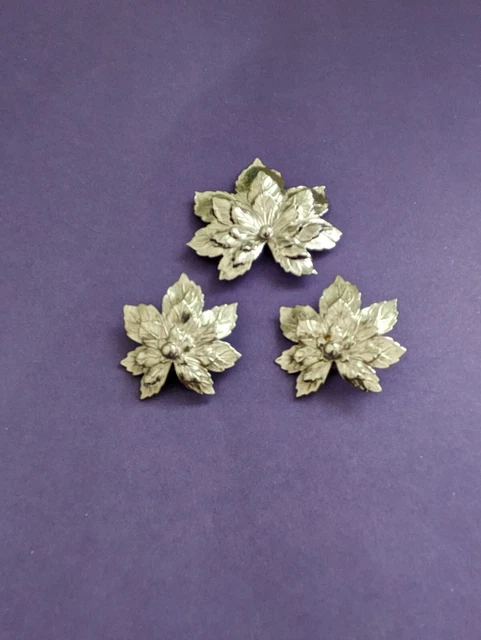 Vintage Sarah Coventry Maple Leaf Brooch and Earring Set in Silver Tone