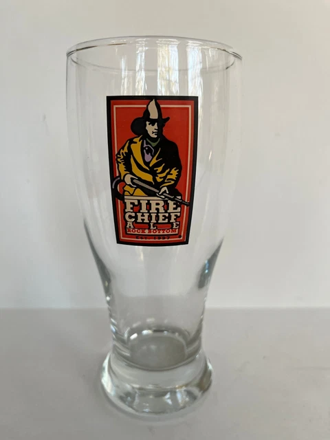 Fire Chief Ale Pint Tulip Glass - Rock Bottom Brewery  - Great Graphics!