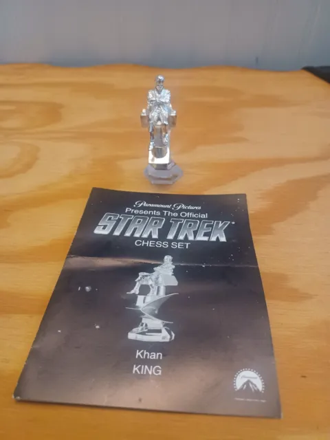 Star Trek Khan Silver Tone Chess Piece Franklin Mint 25Th Anniversary 1990 Ppc!