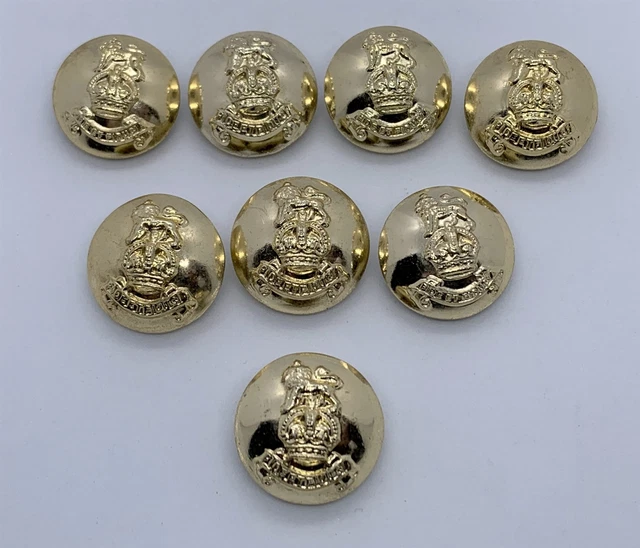 8 X VINTAGE Brass Military Buttons by Smith & Wright / Gaunt London 