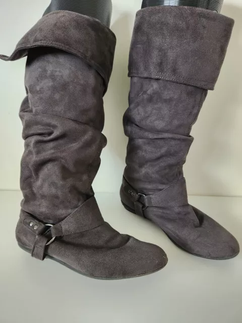 Nine West womens grey faux suede slouch boots