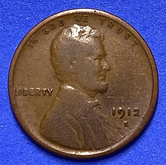 1912-D USA Lincoln Head One Penny - 1912 D Small US Wheat 1 Cent - FFF
