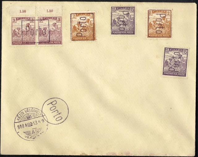 Romania Hungary 1918  philatelic cover PORTO-DUE PROVISORAL  @ KÉZDIVÁSÁRHELY 3