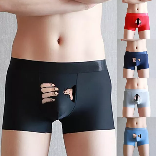 Sexy Mens Boxer Briefs Ice Silk Underwear Shorts Breathable Pouch Underpants